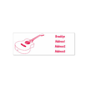 Acoustic guitar cartoon illustration self-inking stamp