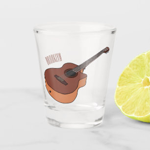 Acoustic guitar cartoon illustration shot glass