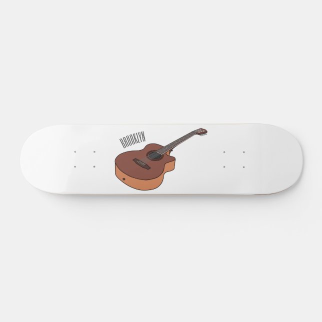 Acoustic guitar cartoon illustration  skateboard (Horz)
