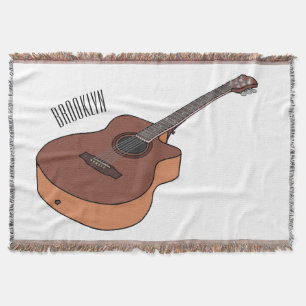 Acoustic guitar cartoon illustration  throw blanket