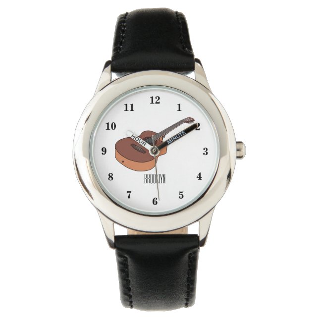 Acoustic guitar cartoon illustration watch (Front)