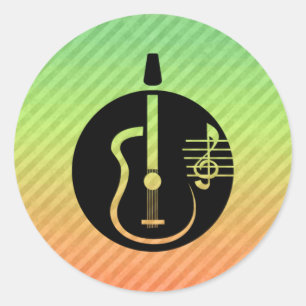 Acoustic Guitar Classic Round Sticker