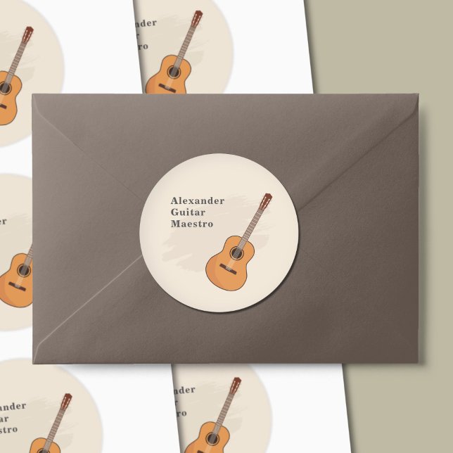 Acoustic Guitar Classic Round Sticker (Acoustic Guitar Sticker)