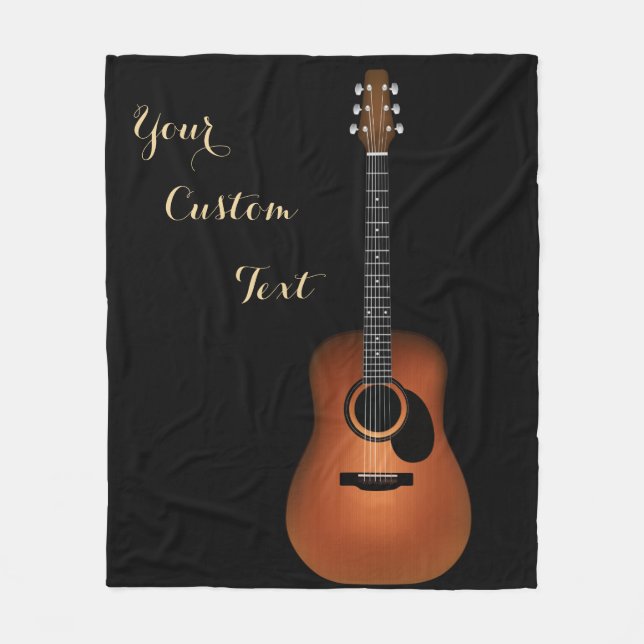 Acoustic Guitar Customisable Text Fleece Blanket (Front)