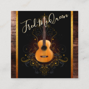 Acoustic Guitar  Dark Vintage  Guitarist Photo Square Business Card