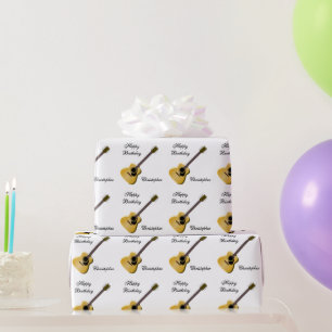 Acoustic Guitar Design Birthday Wrapping Paper