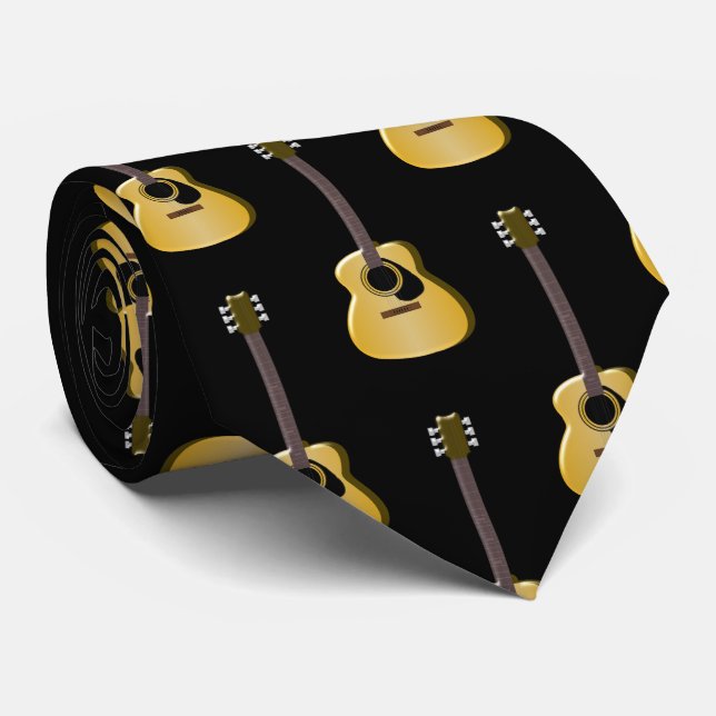 Acoustic Guitar Design Tie (Rolled)