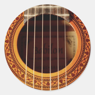 Acoustic Guitar Detail Classic Round Sticker