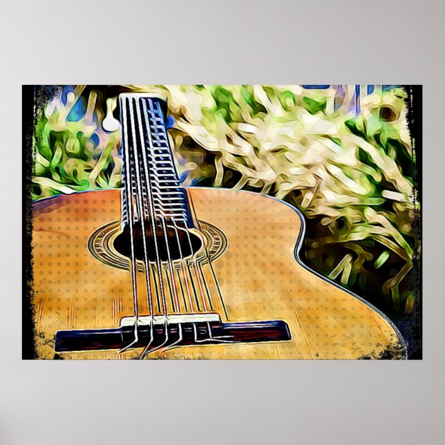 Acoustic Guitar Digital Art Poster (Front)