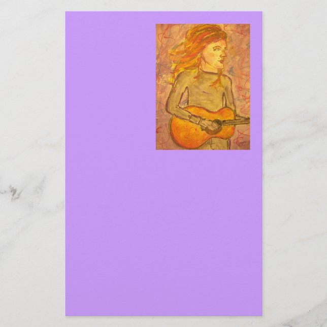 acoustic guitar drawing stationery (Front)