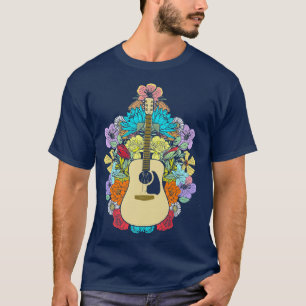 Acoustic Guitar Flowers Bouquet Artistic Vintage M T-Shirt