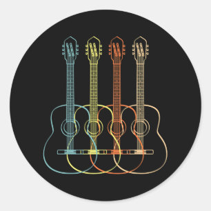 Acoustic Guitar Guitar Players And Musician Classic Round Sticker