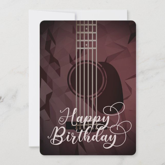 Acoustic Guitar Happy Birthday Flat Card (Front)
