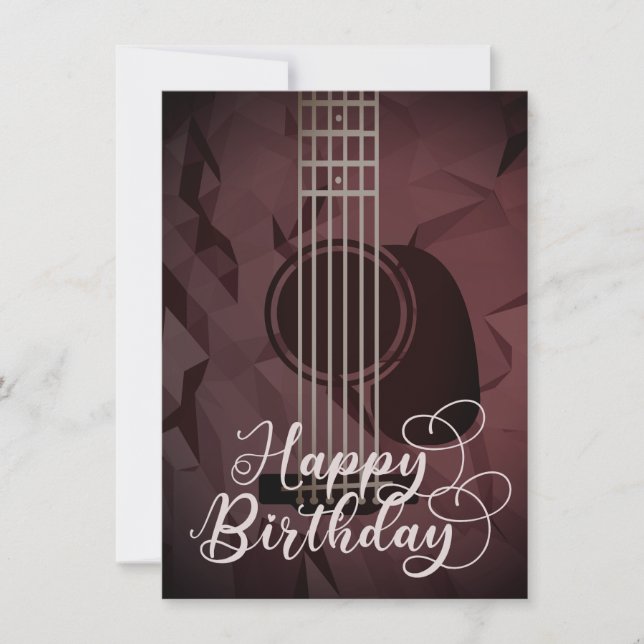 Acoustic Guitar Happy Birthday Flat Card (Front)