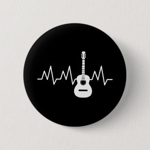 Acoustic Guitar Heart Beat 6 Cm Round Badge