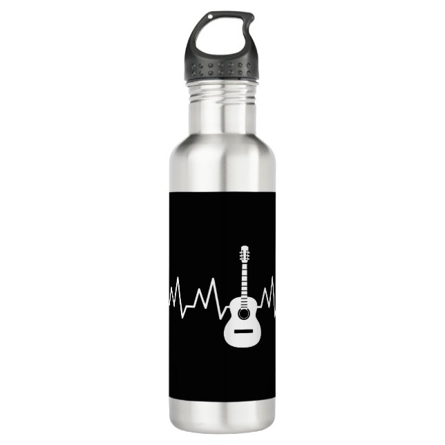 Acoustic Guitar Heart Beat 710 Ml Water Bottle (Front)