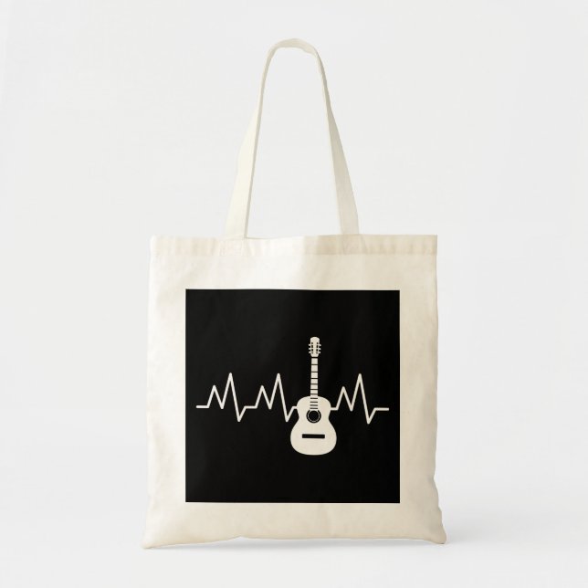 Acoustic Guitar Heart Beat Tote Bag (Front)