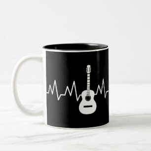 Acoustic Guitar Heart Beat Two-Tone Coffee Mug