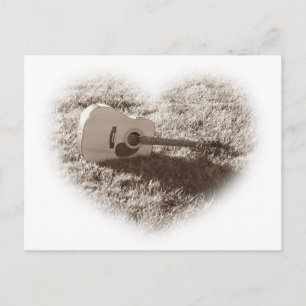 Acoustic Guitar Heart Postcard