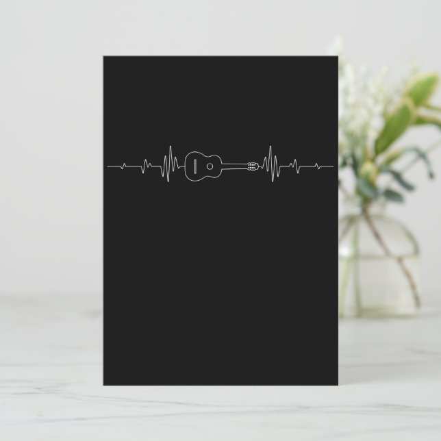 Acoustic Guitar Heartbeat Band Music Musician Invitation (Standing Front)
