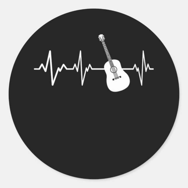 Acoustic Guitar Heartbeat Classic Guitarist Gift Classic Round Sticker (Front)