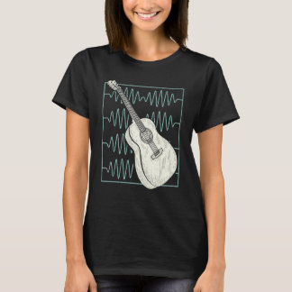 Acoustic Guitar Heartbeat Guitarists Retro Vintage T-Shirt