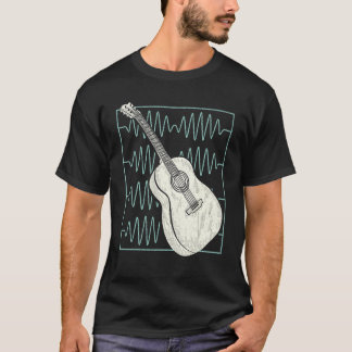 Acoustic Guitar Heartbeat Guitarists Retro Vintage T-Shirt