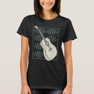 Acoustic Guitar Heartbeat Guitarists Retro Vintage T-Shirt