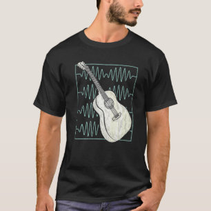 Acoustic Guitar Heartbeat Guitarists Retro Vintage T-Shirt