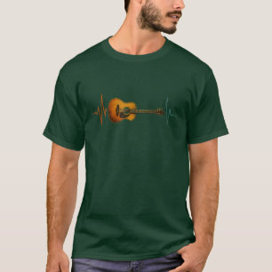 Acoustic Guitar Heartbeat Line Music Rhythm Art re T-Shirt
