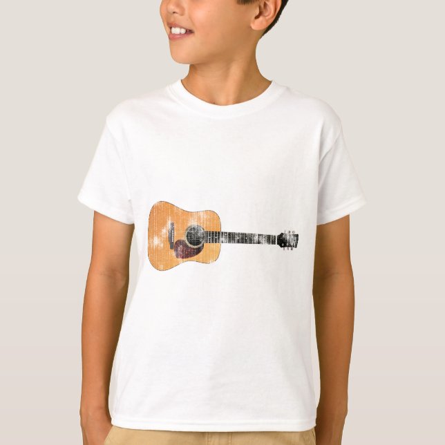 Acoustic Guitar horizontal (distressed) T-Shirt (Front)