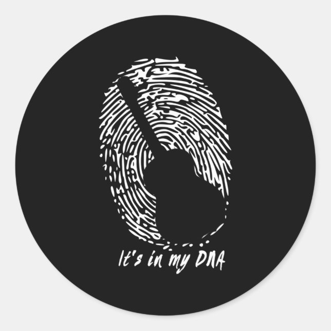 Acoustic Guitar It'S In My Dna For Guitarists Classic Round Sticker (Front)