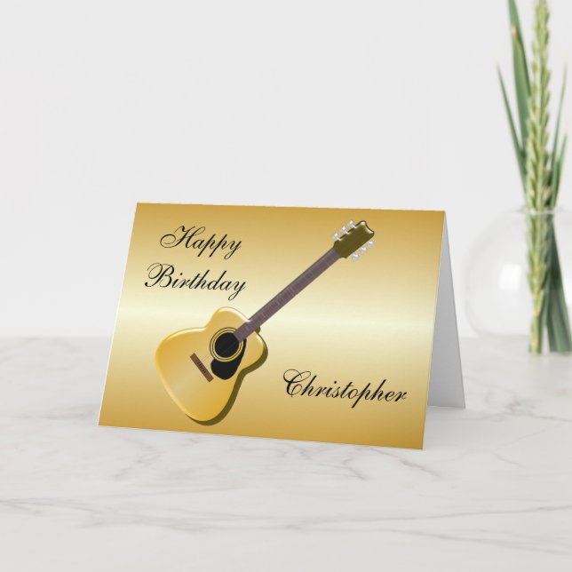 Acoustic Guitar Just Add Name Birthday Card (Front)