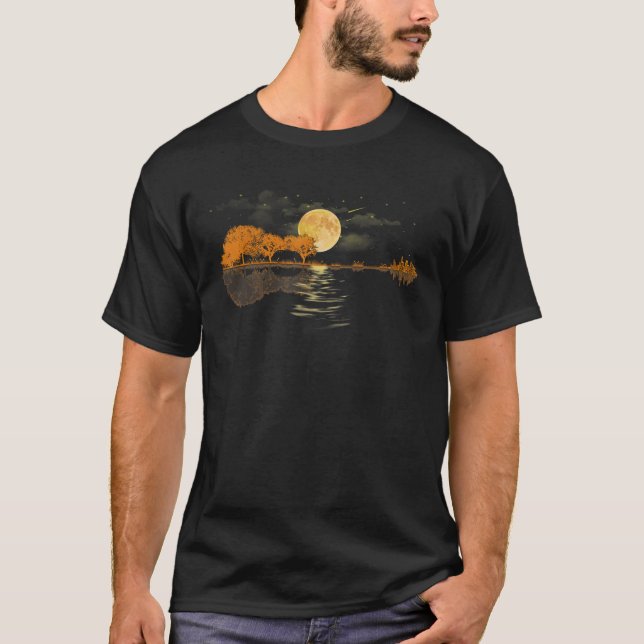 Acoustic Guitar Lake Player Nature Birthday Christ T-Shirt (Front)