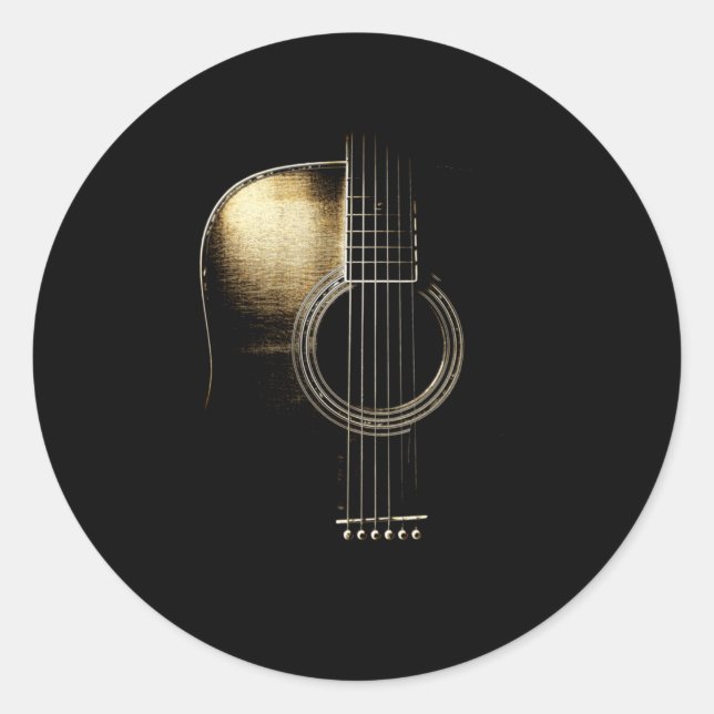 Acoustic Guitar Lite Classic Round Sticker (Front)