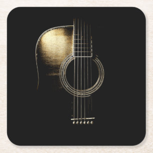 Acoustic Guitar Lite Square Paper Coaster
