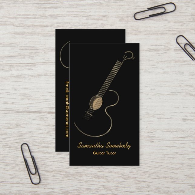 Acoustic Guitar Logo Business Card Template (Front/Back In Situ)