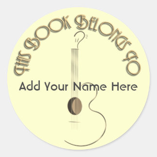 Acoustic Guitar Logo Design Bookplate Stickers