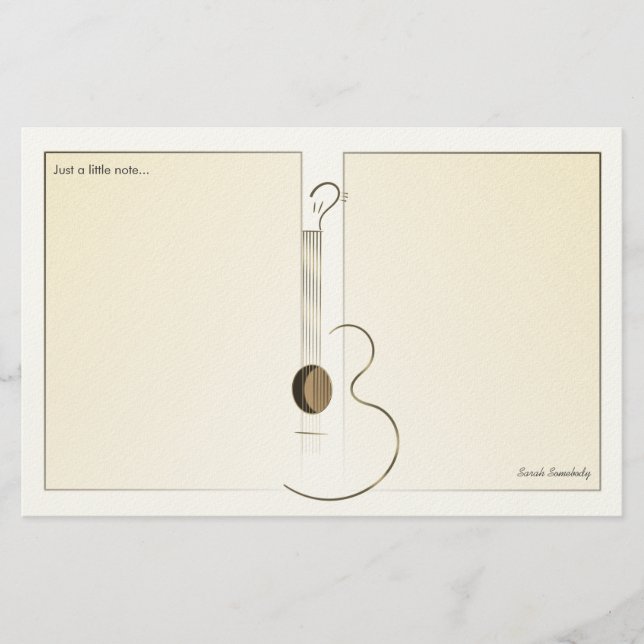 Acoustic Guitar Logo Design Notepaper Stationery (Front)