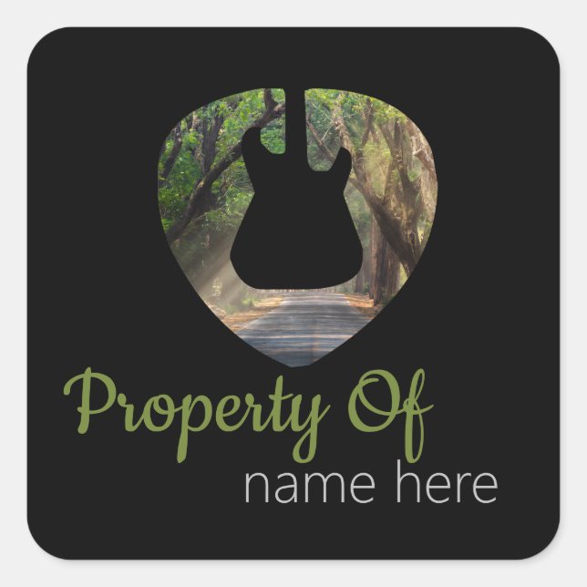 Acoustic Guitar Logo Personalised Square Sticker (Front)
