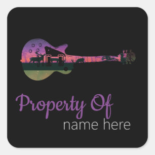 Acoustic Guitar Logo Personalised Square Sticker