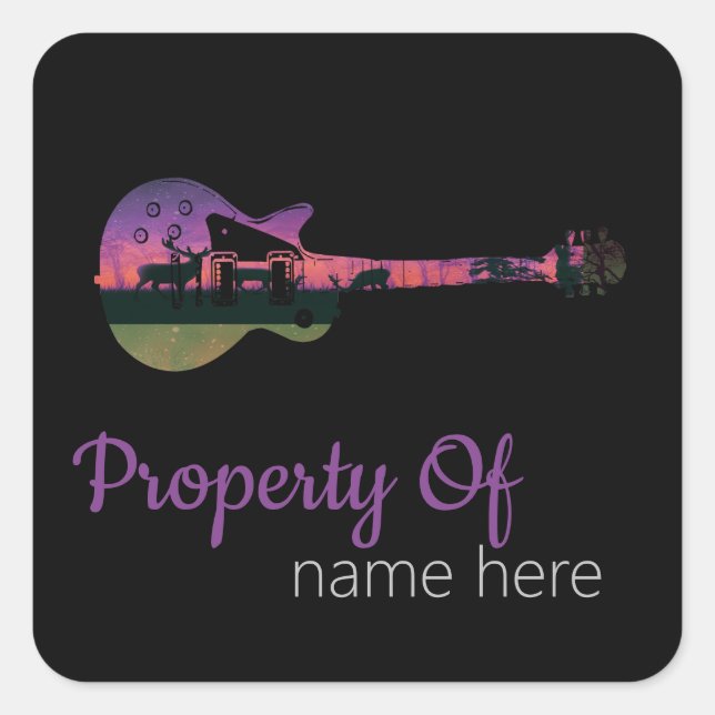 Acoustic Guitar Logo Personalised Square Sticker (Front)