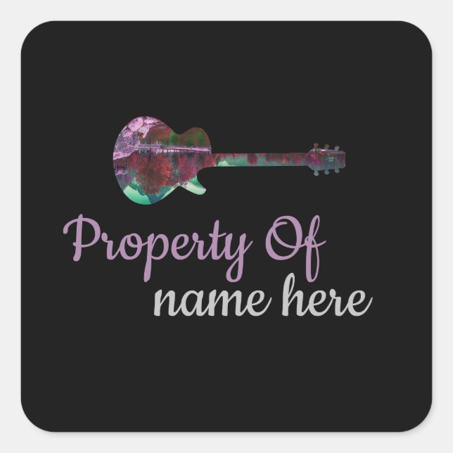 Acoustic Guitar Logo Personalised  Square Sticker (Front)