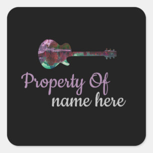 Acoustic Guitar Logo Personalised Square Sticker