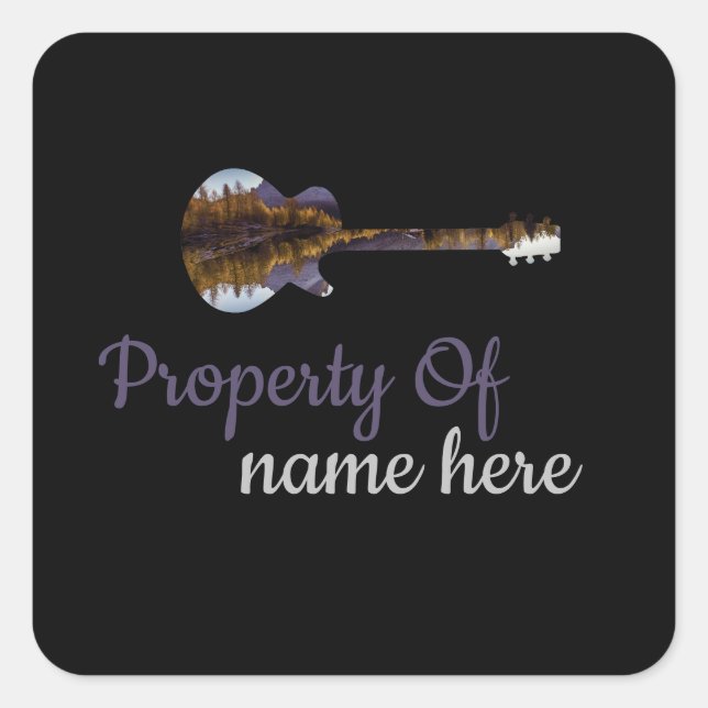 Acoustic Guitar Logo Personalised  Square Sticker (Front)