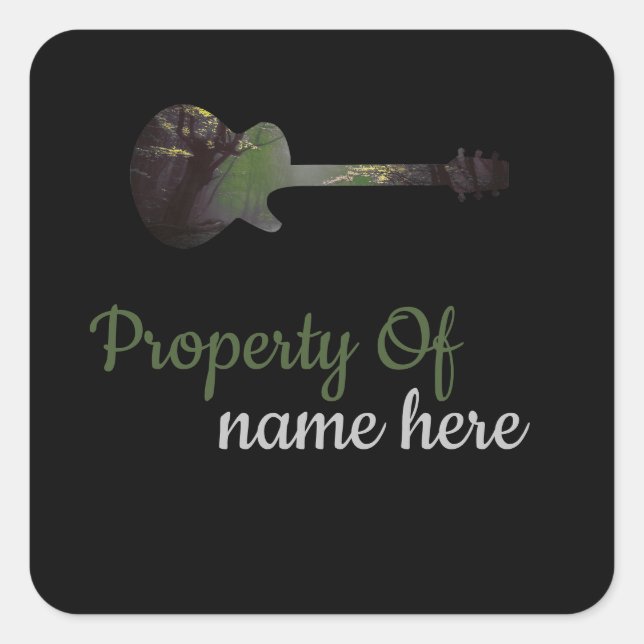 Acoustic Guitar Logo Personalised  Square Sticker (Front)