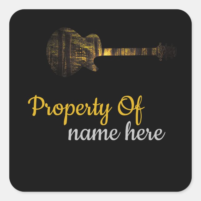 Acoustic Guitar Logo Personalised  Square Sticker (Front)