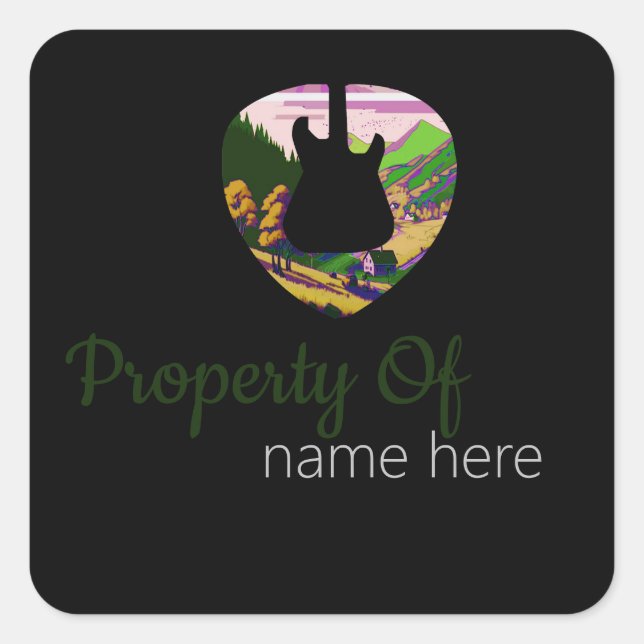 Acoustic Guitar Logo Personalised Square Sticker (Front)