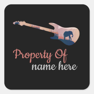 Acoustic Guitar Logo Personalised Square Sticker