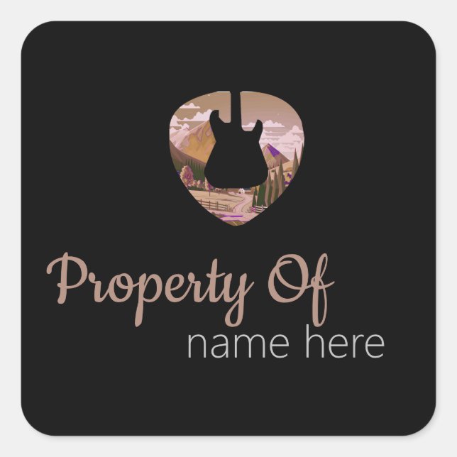 Acoustic Guitar Logo Personalised Square Sticker (Front)